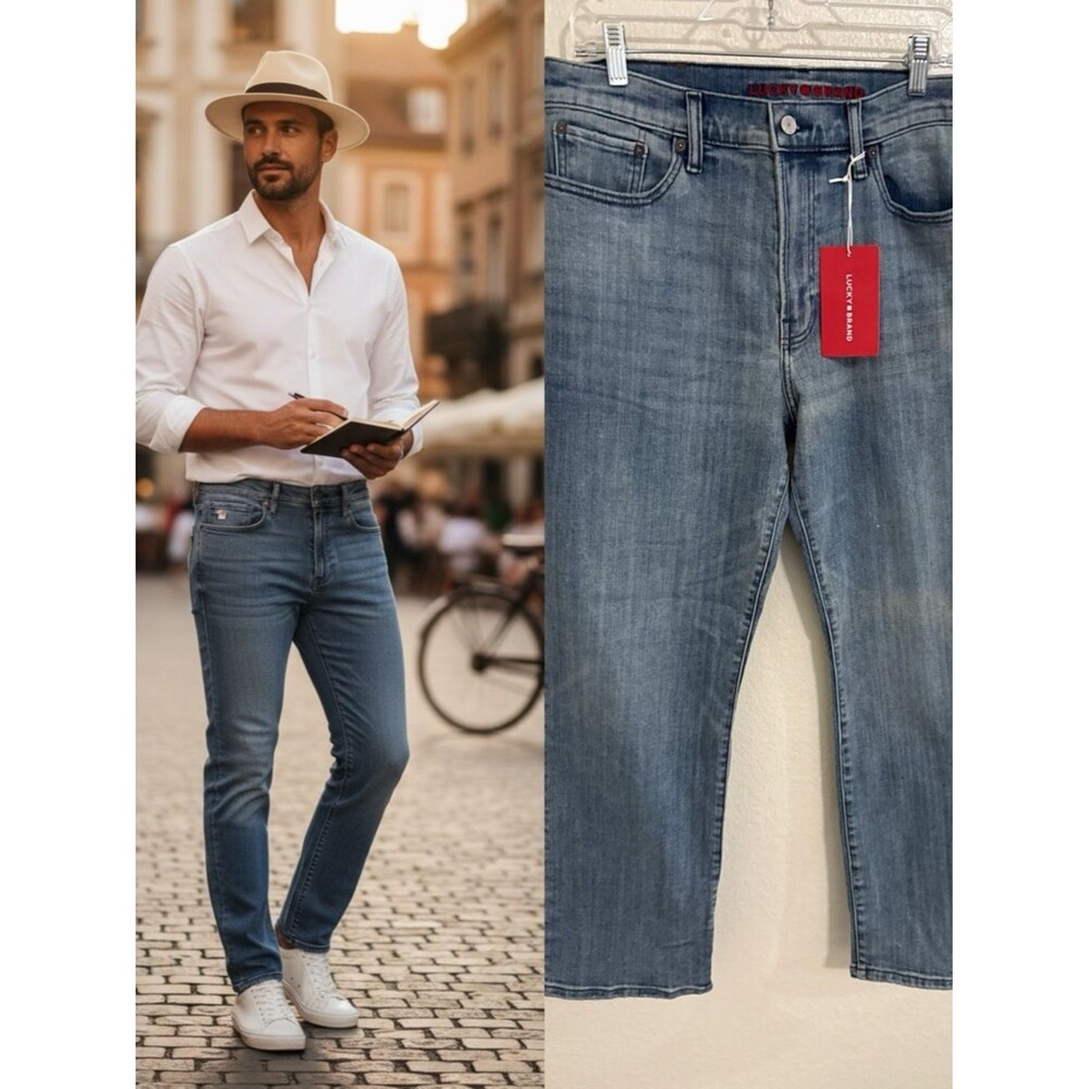 Lucky Brand 181 Relaxed Straight Jeans Men’s 34x30 Light Wash Stretch Denim NWT